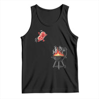 Funny BBQ Steak Meme Cute Meat Jumping Into Grill Tank Top
