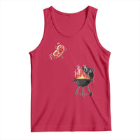 Funny BBQ Steak Meme Cute Meat Jumping Into Grill Tank Top