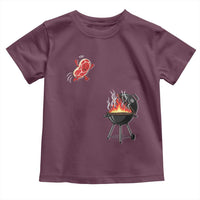 Funny BBQ Steak Meme Cute Meat Jumping Into Grill Toddler T Shirt