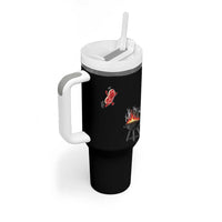 Funny BBQ Steak Meme Cute Meat Jumping Into Grill Tumbler With Handle