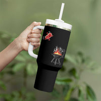 Funny BBQ Steak Meme Cute Meat Jumping Into Grill Tumbler With Handle
