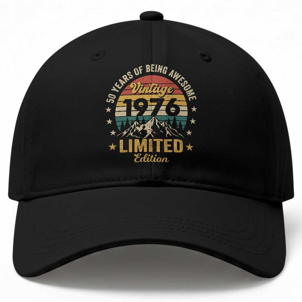 50th Birthday Baseball Cap Vintage 1976 Limited Edition Retro 50 Years Of Being Awesome Mountain