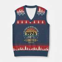 50th Birthday V-Neck Knit Sweater Vest Vintage 1976 Limited Edition Retro 50 Years Of Being Awesome Mountain