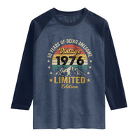 50th Birthday Raglan Shirt Vintage 1976 Limited Edition Retro 50 Years Of Being Awesome Mountain