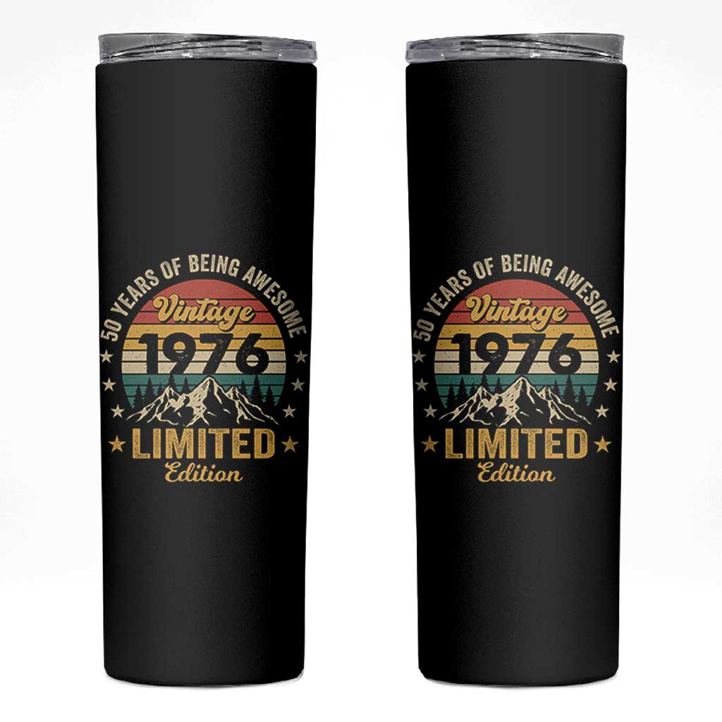 50th Birthday Skinny Tumbler Vintage 1976 Limited Edition Retro 50 Years Of Being Awesome Mountain