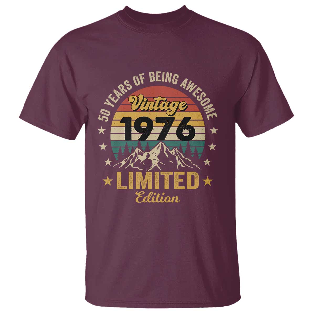 50th Birthday T Shirt Vintage 1976 Limited Edition Retro 50 Years Of Being Awesome Mountain