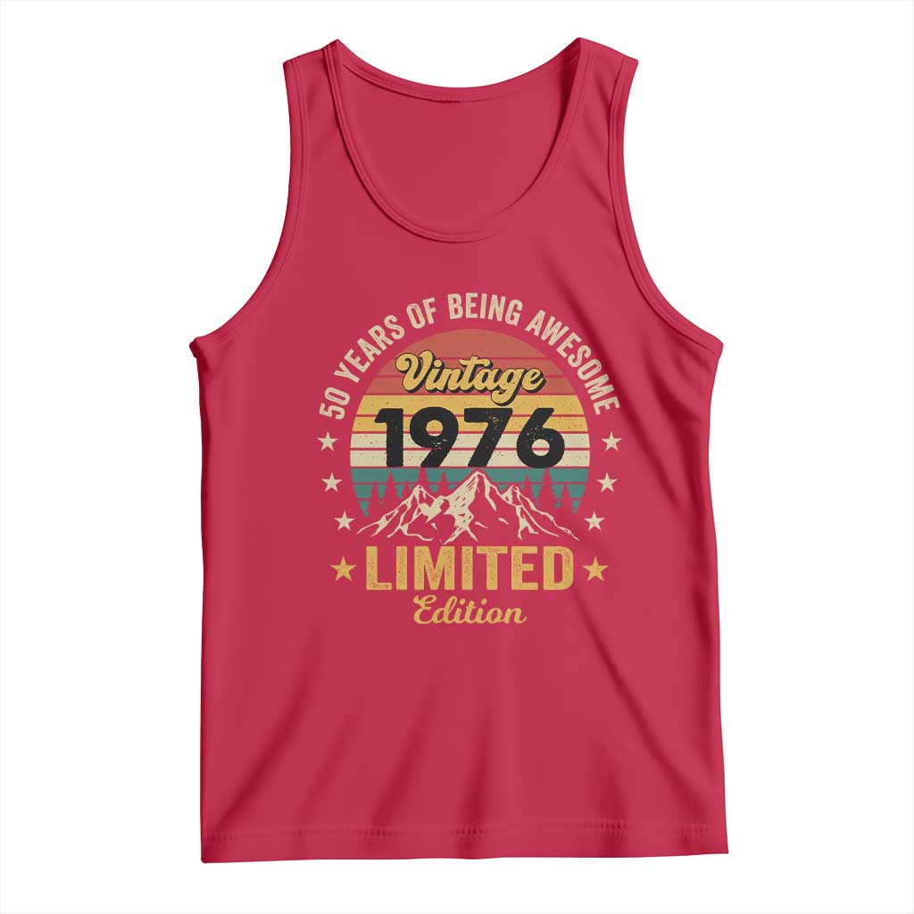 50th Birthday Tank Top Vintage 1976 Limited Edition Retro 50 Years Of Being Awesome Mountain