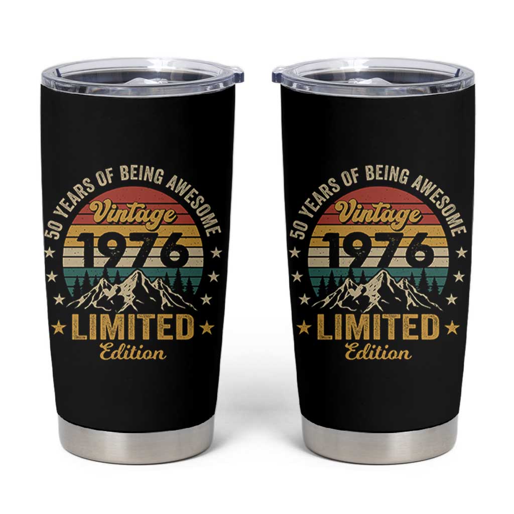 50th Birthday Tumbler Cup Vintage 1976 Limited Edition Retro 50 Years Of Being Awesome Mountain