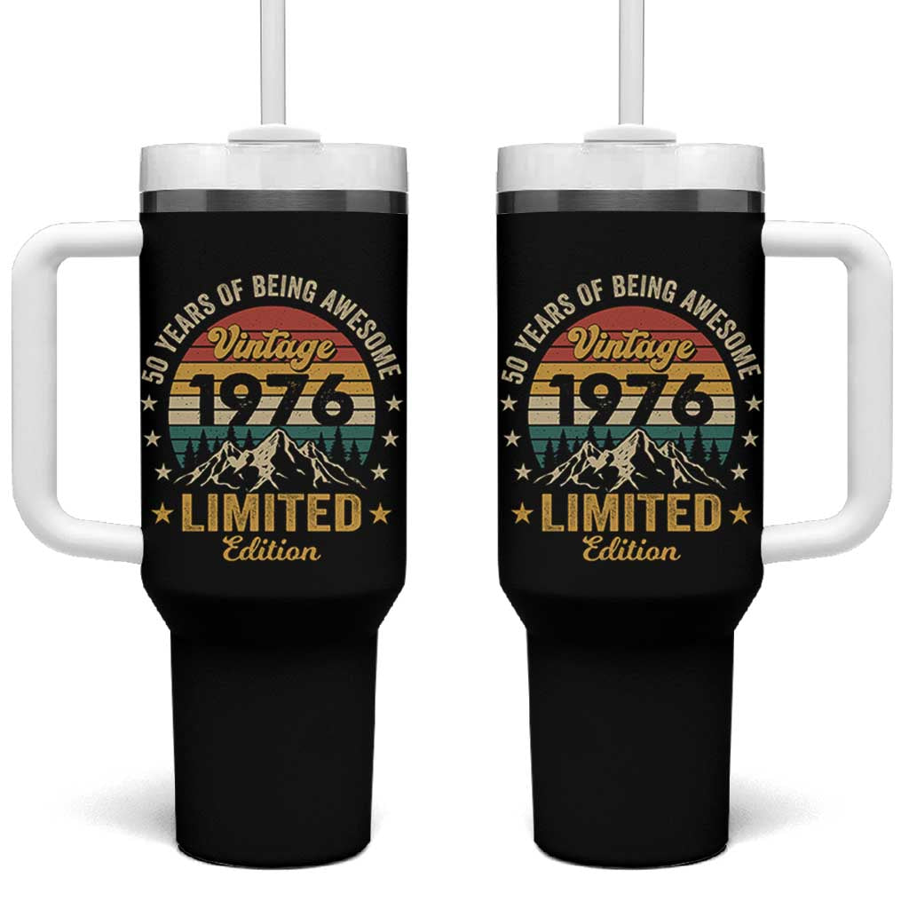50th Birthday Tumbler With Handle Vintage 1976 Limited Edition Retro 50 Years Of Being Awesome Mountain