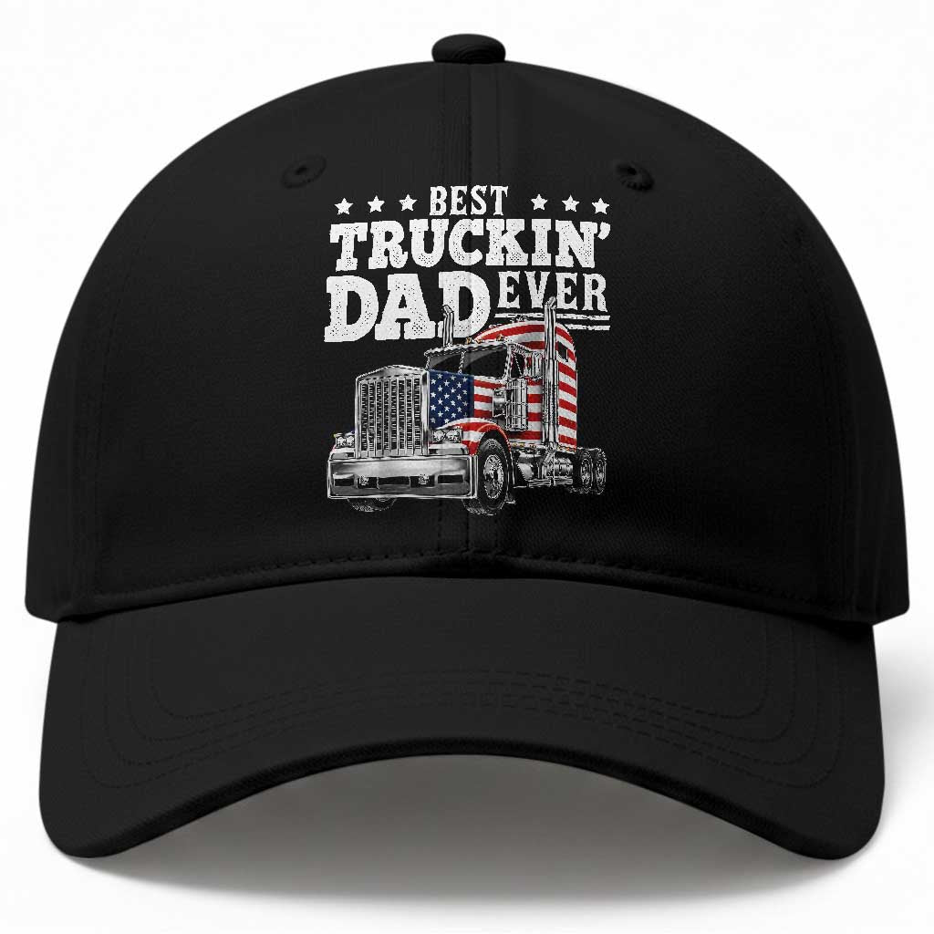 Best Truckin Dad Ever Baseball Cap Funny Rig Trucker Fathers Day