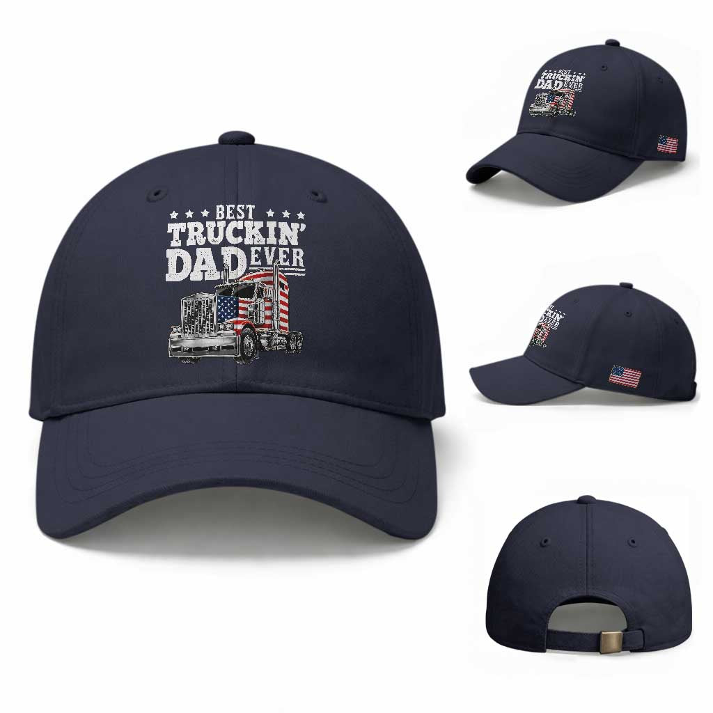 Best Truckin Dad Ever Baseball Cap Funny Rig Trucker Fathers Day