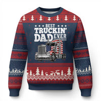 Best Truckin Dad Ever Ugly Christmas Sweater Funny Rig Trucker Fathers Day
