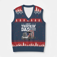 Best Truckin Dad Ever V-Neck Knit Sweater Vest Funny Rig Trucker Fathers Day
