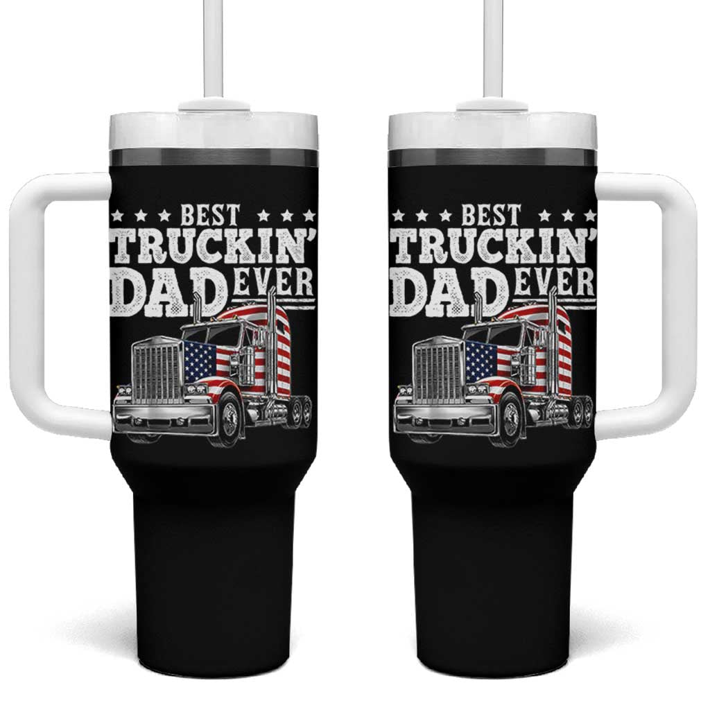 Best Truckin Dad Ever Tumbler With Handle Funny Rig Trucker Fathers Day