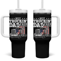 Best Truckin Dad Ever Tumbler With Handle Funny Rig Trucker Fathers Day