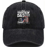 Best Truckin Dad Ever Washed Cotton Baseball Cap Funny Rig Trucker Fathers Day