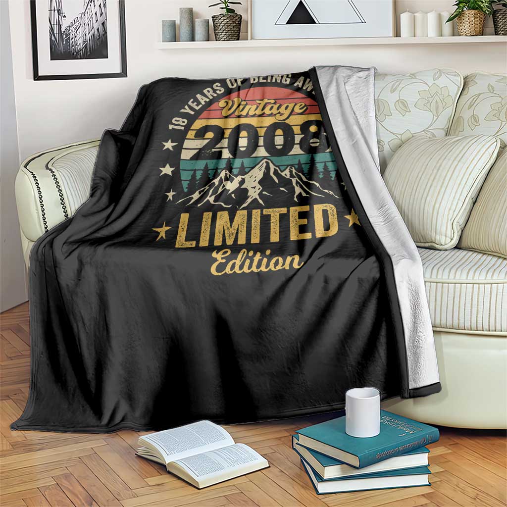 18th Birthday Throw Blanket Vintage 2008 Limited Edition Retro 18 Years Of Being Awesome Mountain