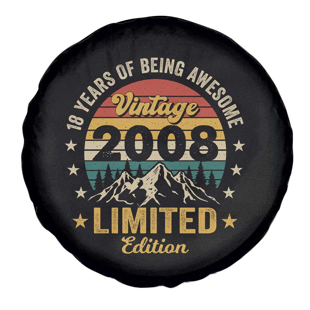 18th Birthday Spare Tire Cover Vintage 2008 Limited Edition Retro 18 Years Of Being Awesome Mountain