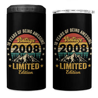 18th Birthday 4 in 1 Can Cooler Tumbler Vintage 2008 Limited Edition Retro 18 Years Of Being Awesome Mountain