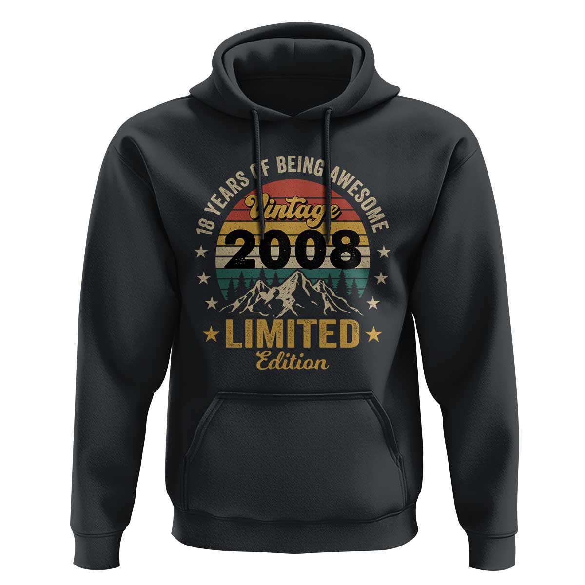 18th Birthday Hoodie Vintage 2008 Limited Edition Retro 18 Years Of Being Awesome Mountain