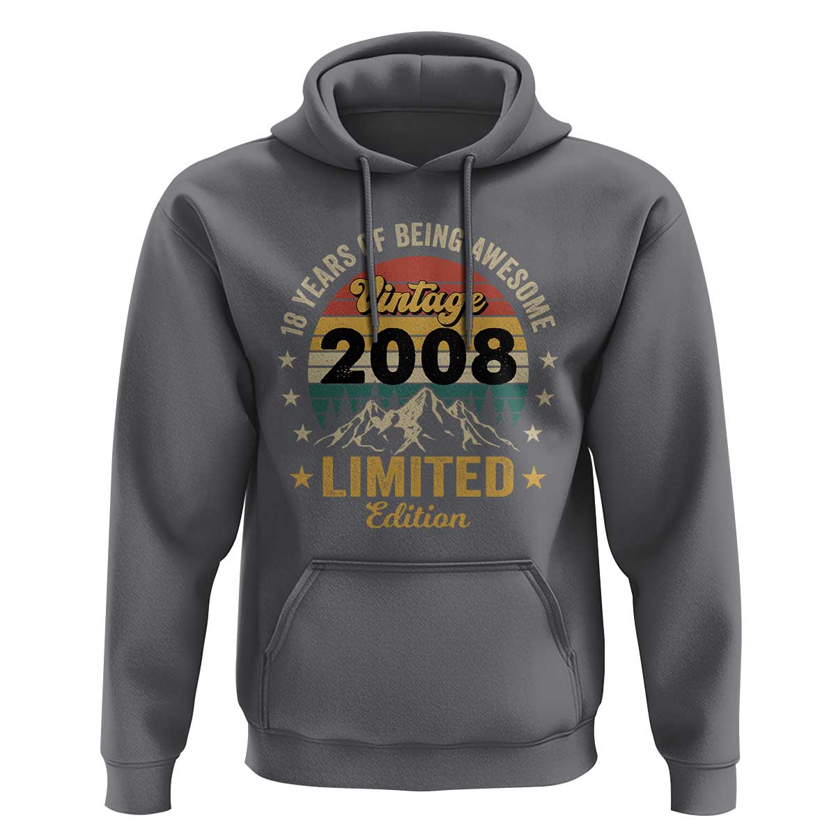 18th Birthday Hoodie Vintage 2008 Limited Edition Retro 18 Years Of Being Awesome Mountain