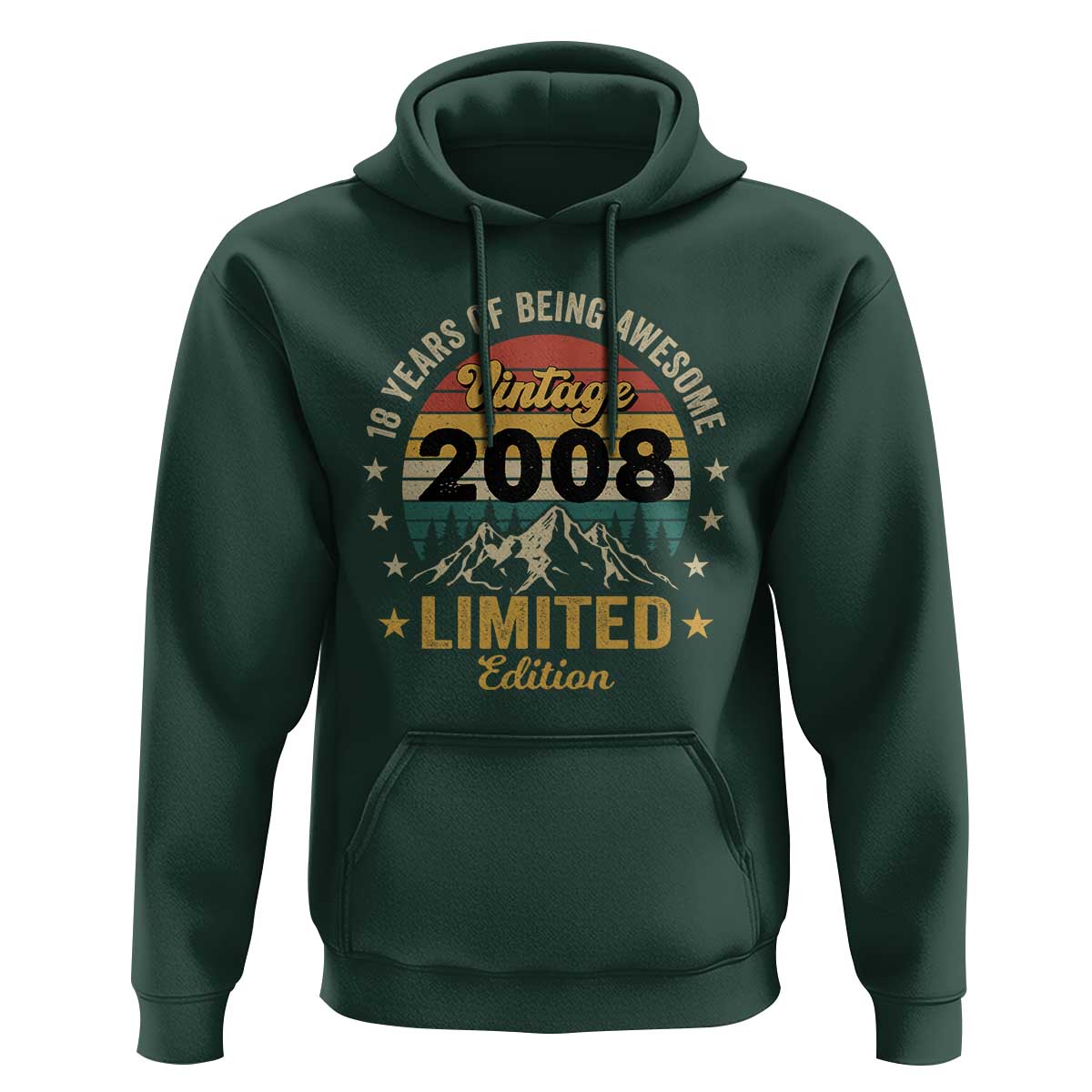 18th Birthday Hoodie Vintage 2008 Limited Edition Retro 18 Years Of Being Awesome Mountain