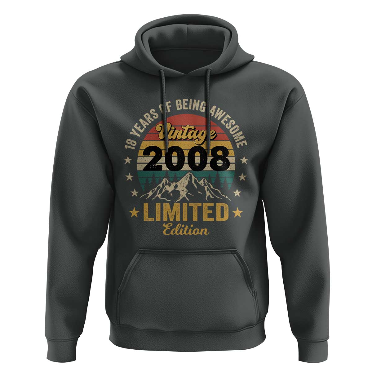 18th Birthday Hoodie Vintage 2008 Limited Edition Retro 18 Years Of Being Awesome Mountain