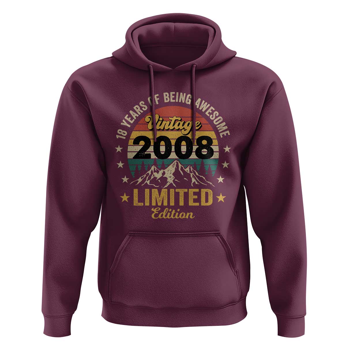 18th Birthday Hoodie Vintage 2008 Limited Edition Retro 18 Years Of Being Awesome Mountain