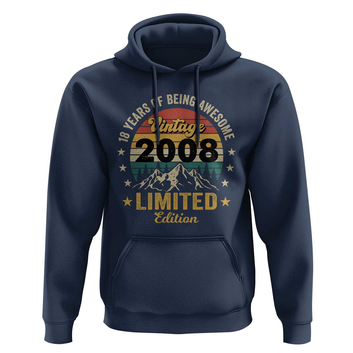 18th Birthday Hoodie Vintage 2008 Limited Edition Retro 18 Years Of Being Awesome Mountain