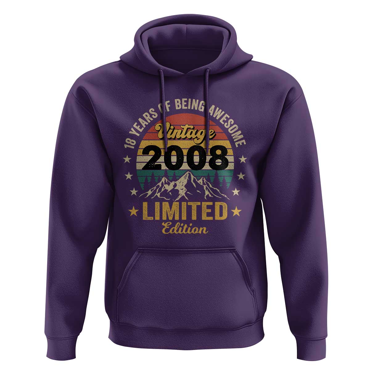 18th Birthday Hoodie Vintage 2008 Limited Edition Retro 18 Years Of Being Awesome Mountain