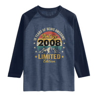 18th Birthday Raglan Shirt Vintage 2008 Limited Edition Retro 18 Years Of Being Awesome Mountain