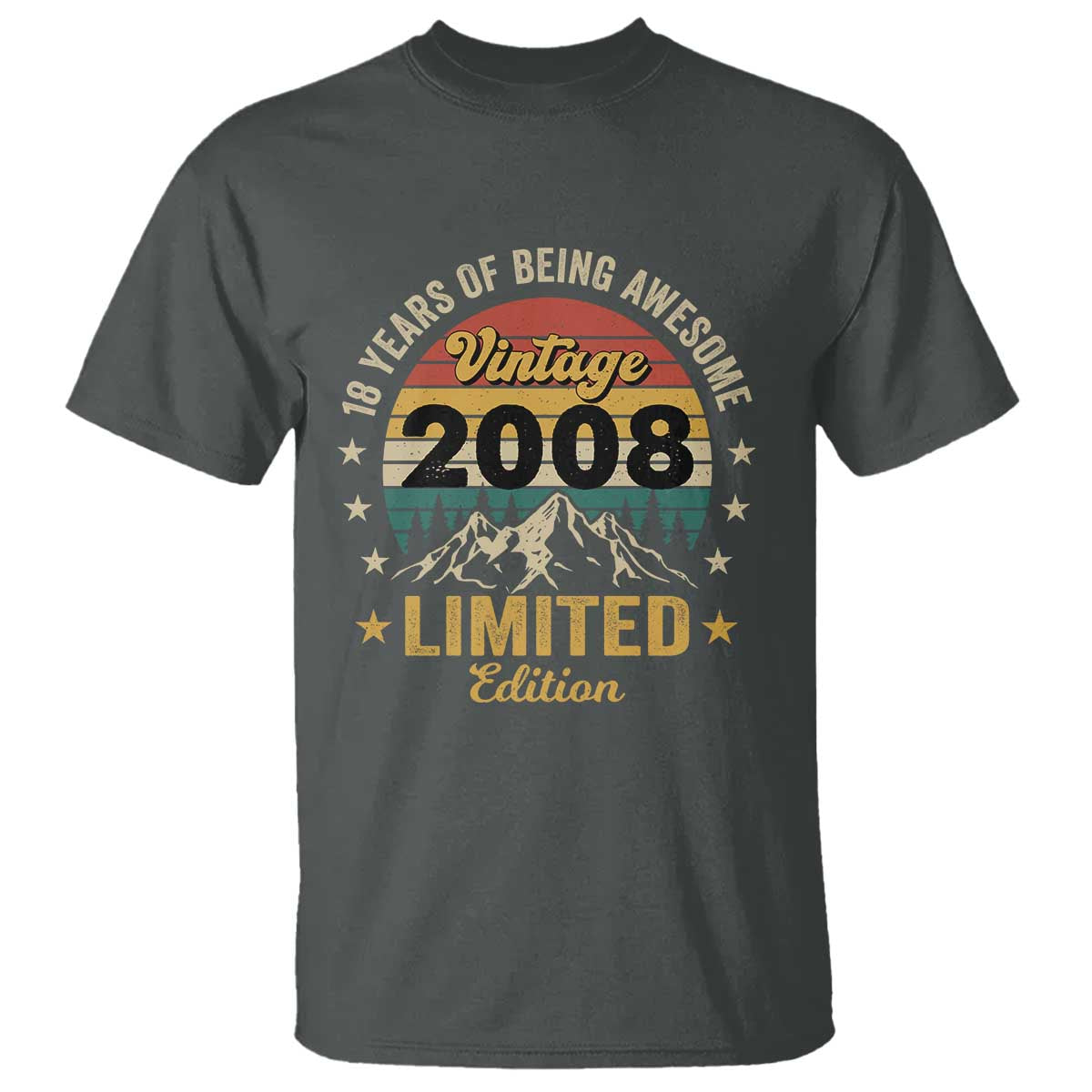 18th Birthday T Shirt Vintage 2008 Limited Edition Retro 18 Years Of Being Awesome Mountain
