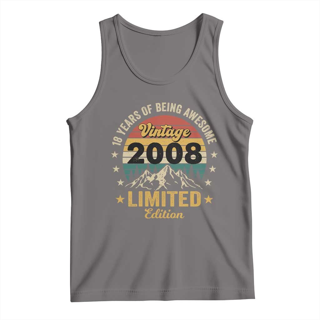 18th Birthday Tank Top Vintage 2008 Limited Edition Retro 18 Years Of Being Awesome Mountain