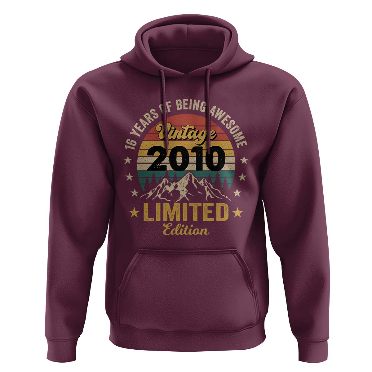 16th Birthday Hoodie Vintage 2010 Limited Edition Retro 16 Years Of Being Awesome Mountain