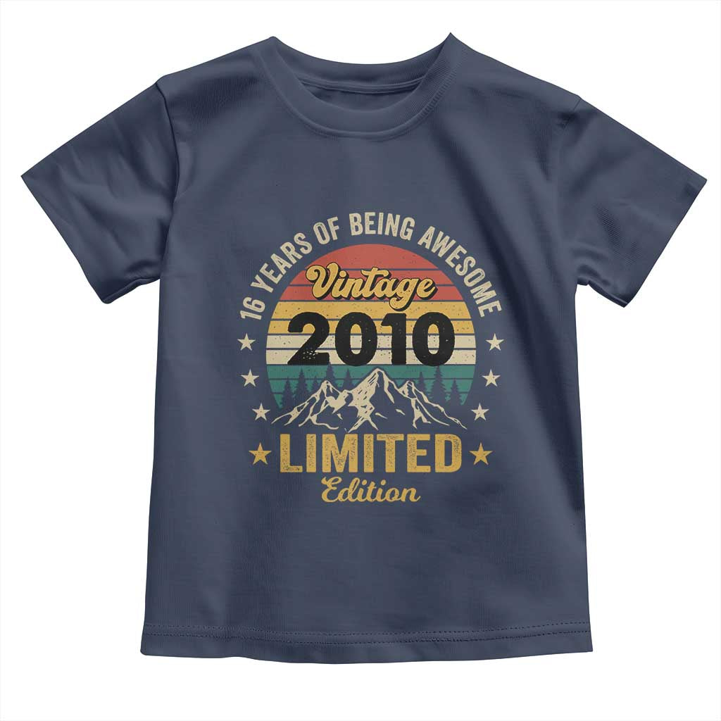 16th Birthday Toddler T Shirt Vintage 2010 Limited Edition Retro 16 Years Of Being Awesome Mountain