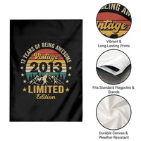 13th Birthday Garden Flag Vintage 2013 Limited Edition Retro 13 Years Of Being Awesome Mountain