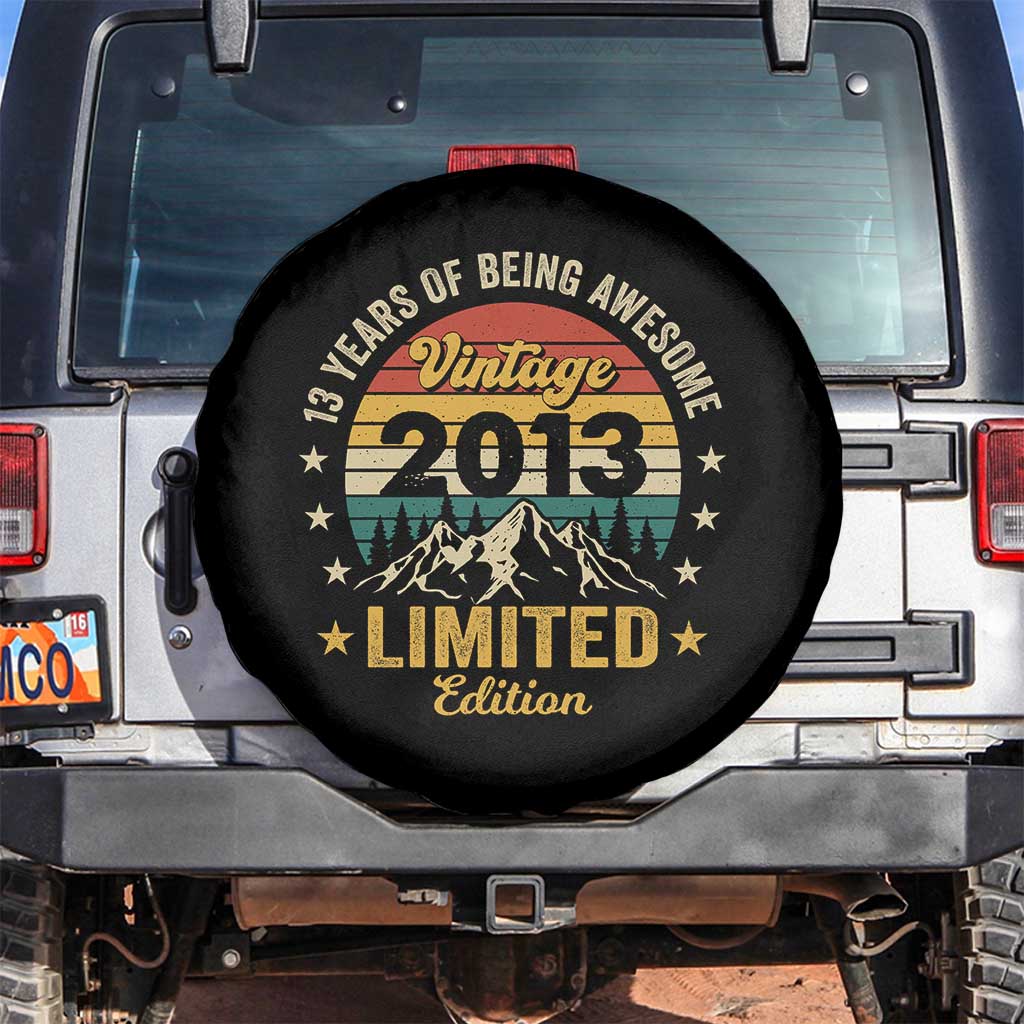 13th Birthday Spare Tire Cover Vintage 2013 Limited Edition Retro 13 Years Of Being Awesome Mountain