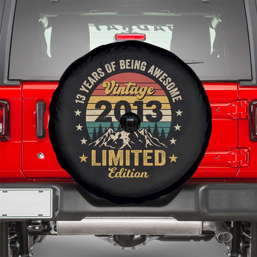 13th Birthday Spare Tire Cover Vintage 2013 Limited Edition Retro 13 Years Of Being Awesome Mountain