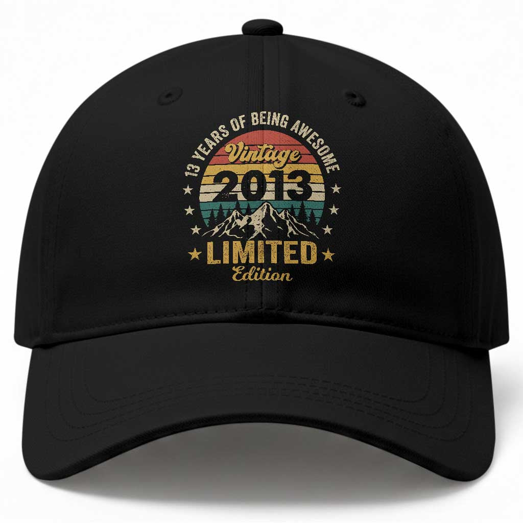 13th Birthday Baseball Cap Vintage 2013 Limited Edition Retro 13 Years Of Being Awesome Mountain