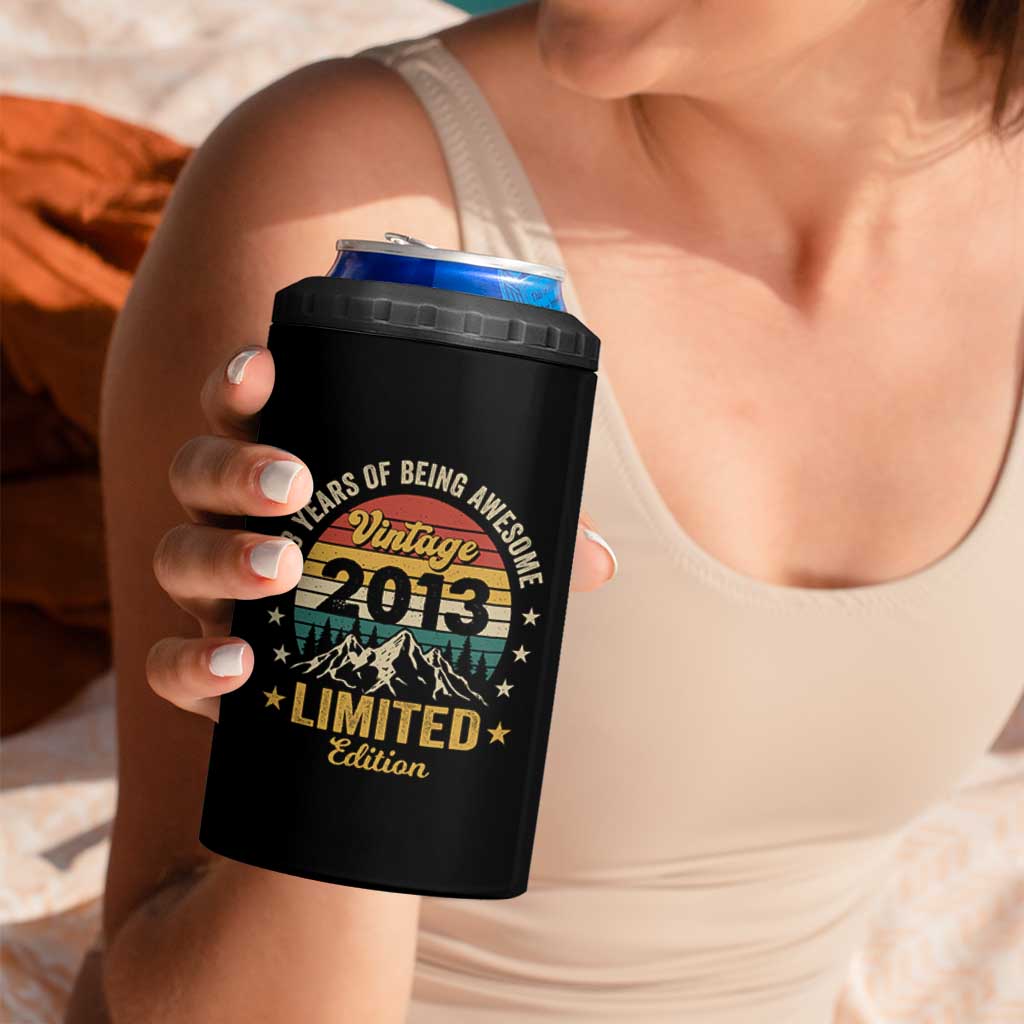 13th Birthday 4 in 1 Can Cooler Tumbler Vintage 2013 Limited Edition Retro 13 Years Of Being Awesome Mountain