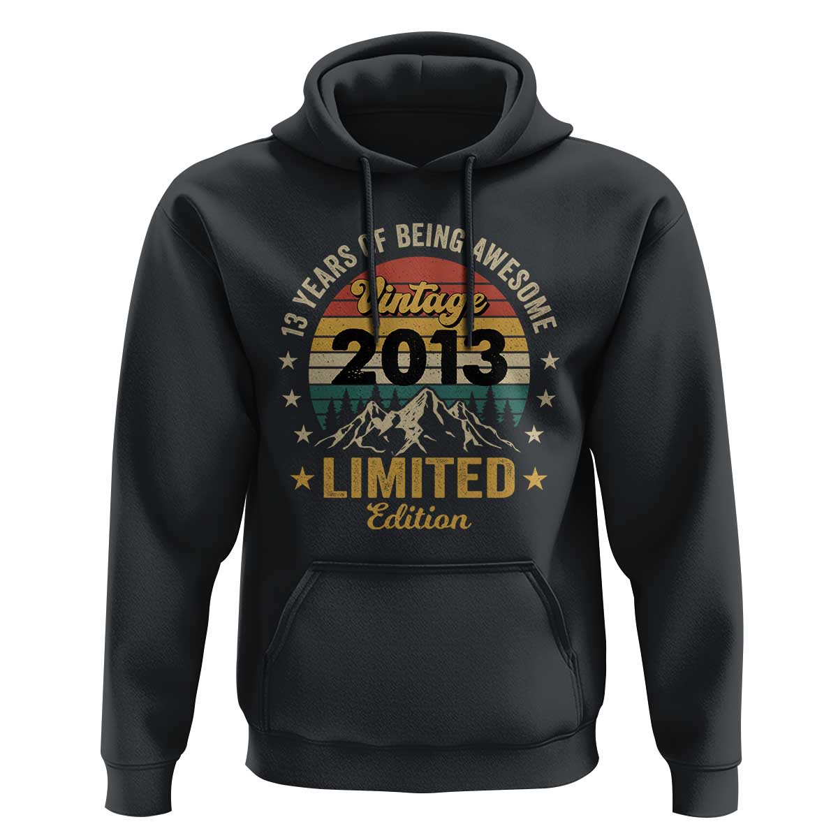 13th Birthday Hoodie Vintage 2013 Limited Edition Retro 13 Years Of Being Awesome Mountain