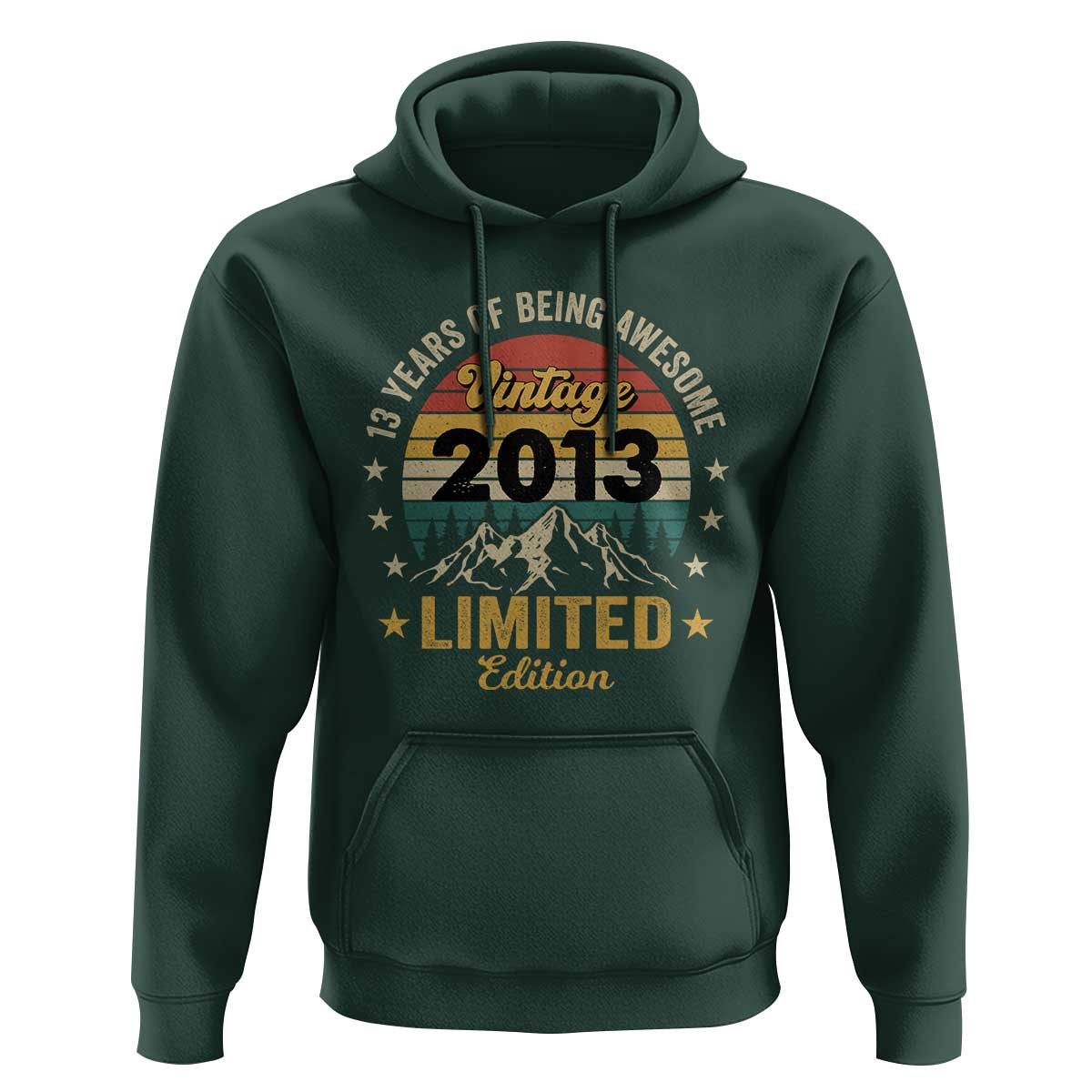 13th Birthday Hoodie Vintage 2013 Limited Edition Retro 13 Years Of Being Awesome Mountain