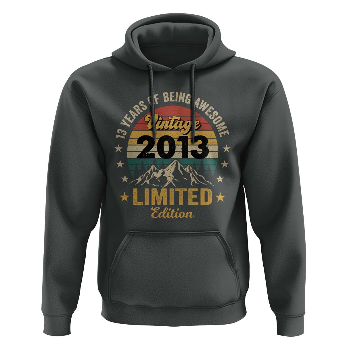 13th Birthday Hoodie Vintage 2013 Limited Edition Retro 13 Years Of Being Awesome Mountain