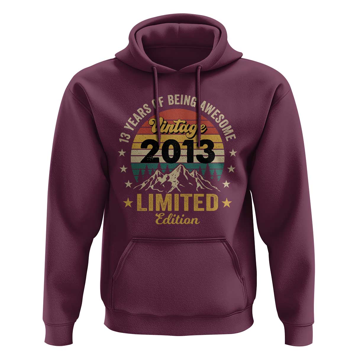 13th Birthday Hoodie Vintage 2013 Limited Edition Retro 13 Years Of Being Awesome Mountain