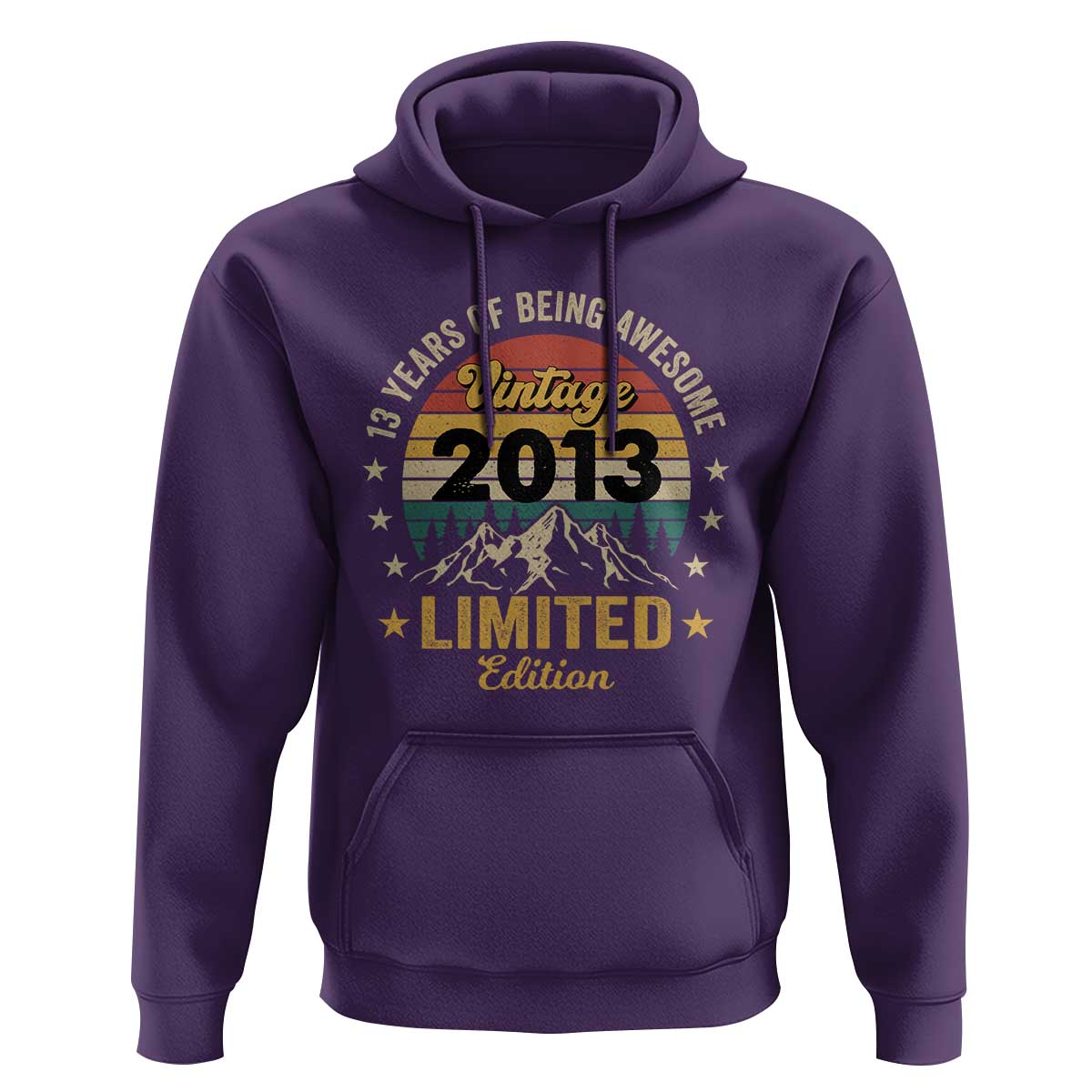 13th Birthday Hoodie Vintage 2013 Limited Edition Retro 13 Years Of Being Awesome Mountain