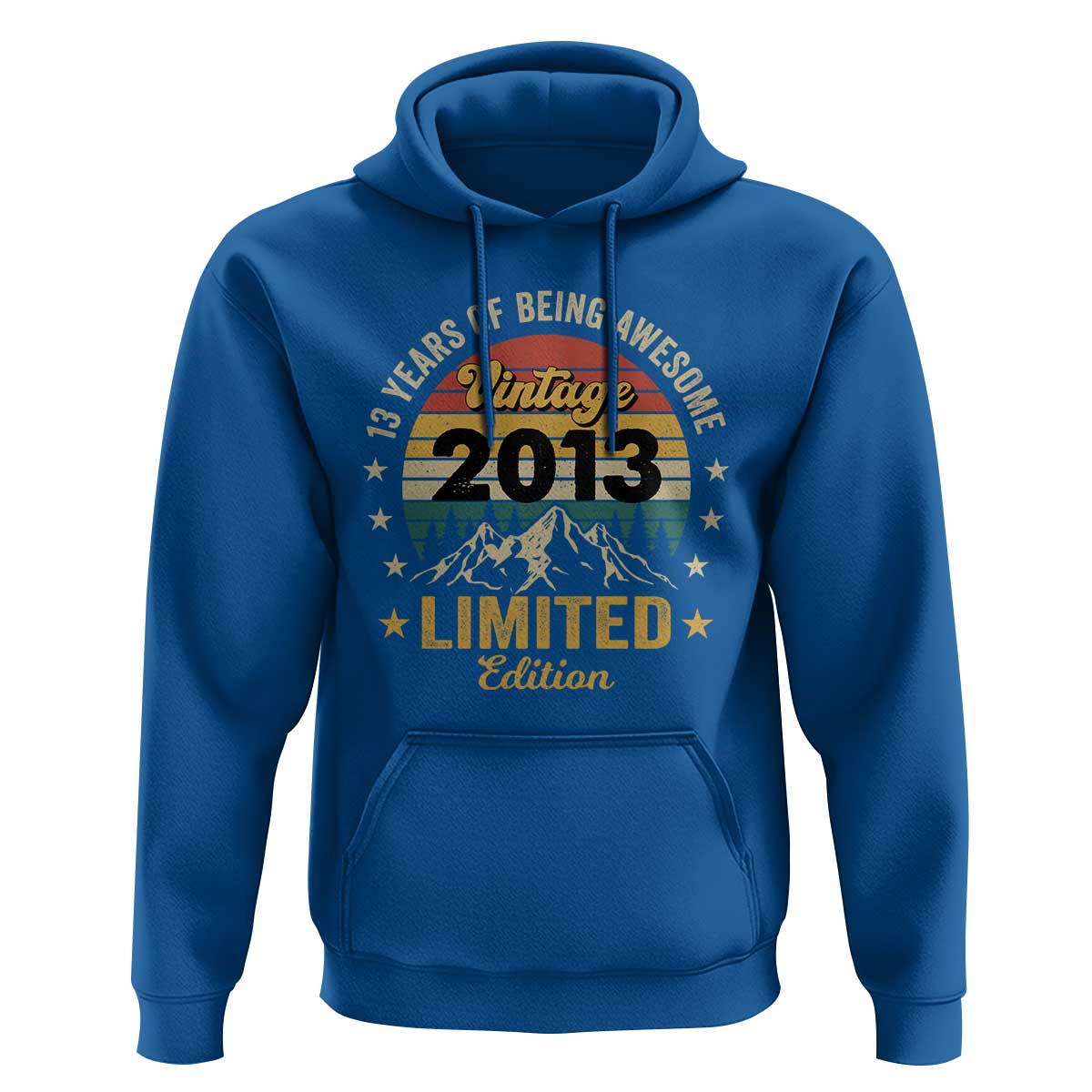 13th Birthday Hoodie Vintage 2013 Limited Edition Retro 13 Years Of Being Awesome Mountain