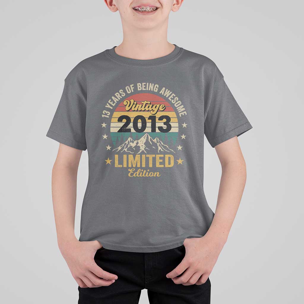 13th Birthday T Shirt For Kid Vintage 2013 Limited Edition Retro 13 Years Of Being Awesome Mountain
