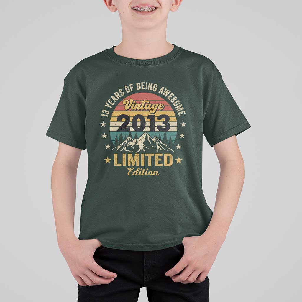 13th Birthday T Shirt For Kid Vintage 2013 Limited Edition Retro 13 Years Of Being Awesome Mountain