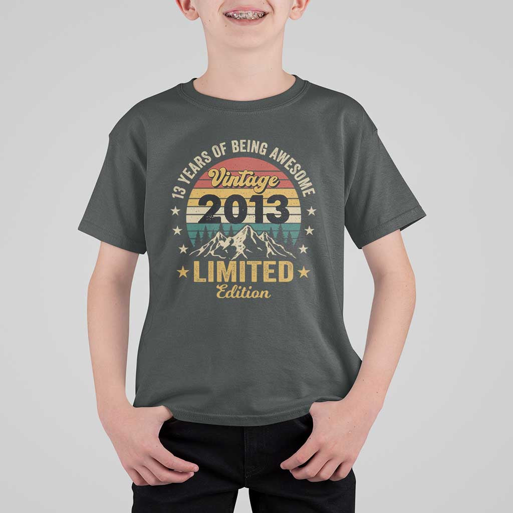 13th Birthday T Shirt For Kid Vintage 2013 Limited Edition Retro 13 Years Of Being Awesome Mountain