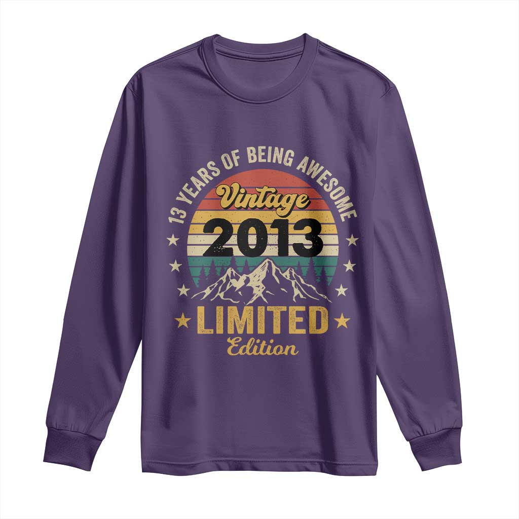 13th Birthday Long Sleeve Shirt Vintage 2013 Limited Edition Retro 13 Years Of Being Awesome Mountain